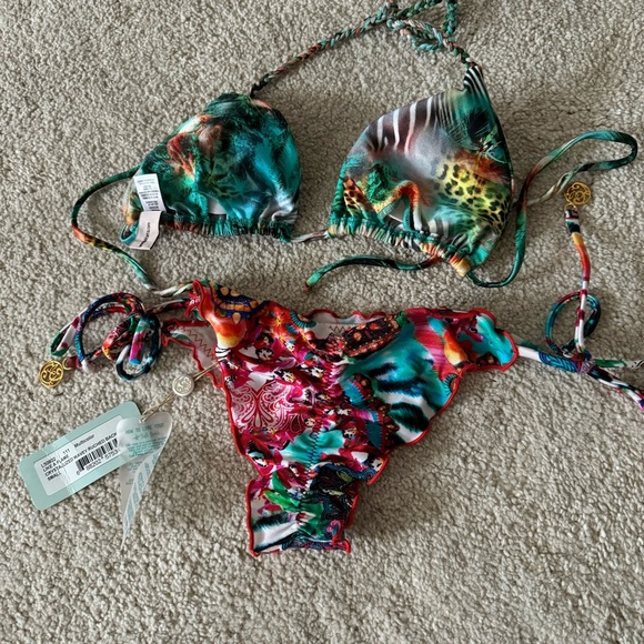 Luli fama sparkle multicolored string scrunch Brazilian bikini - Picture 3 of 3